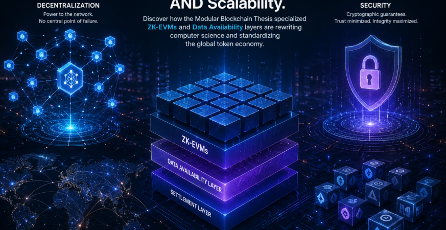 Decentralization, Security, AND Scalability. Discover how the Modular Blockchain Thesis specialized ZK-EVMs and Data Availability layers are rewriting computer science and standardizing the global token economy.
